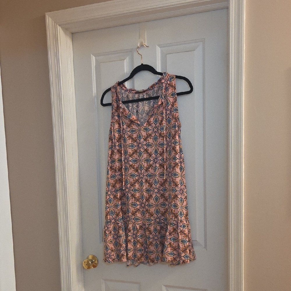 LOFT Pink and Blue Paisley Dress Small